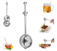 Stainless Steel Tea Infuser Spoon Long Handle Loose Leaf Tea Strainer for Cup Mug Cocoa Sugar Spice Kitchen Filter Tool (Full-Hole,1 piece)