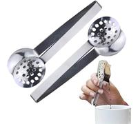 Stainless Steel Tea Infuser Tongs - 2 Pack Spoon-Shaped Squeezers for Loose Leaf & Bagged Tea, Multipurpose Tool for Straining, Ice Cubes & Kitchen Use (18cm, Brushed Metal)