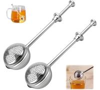 Stainless Steel Tea Infuser with Long Handle & Fine Mesh - 2-in-1 Loose Leaf Tea Strainer and Baking Sifter for Mugs, Flour Duster, Sugar Shaker (Full Mesh*2)