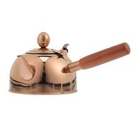 Stainless Steel Tea Kettle Ml with Wooden Side Handle | Flat Bottom Design, Quick Small-batch Boiling, Burn Protection, for Loose Tea, Hot Water, Gas Stove