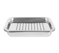 Stainless Steel Tea Serving Tray Rectangular Hollow Metal Teacup Plate