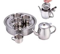 Stainless Steel Tea Set - Long Spout Filter Screen Design for Kids with Cups and Tray | for Kids, Girls, Students, Beginners, Preschoolers, Lav Friendly