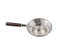 Stainless Steel Tea Strainer,Embossed Tea Strainer with Wood Handle,Loose Leaf Tea Strainers,Vintage Tea Colander(Silver-Goldfish Handle)