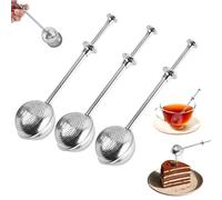 Stainless Steel Tea Strainer, Tea Infuser for Loose Leaf Tea, Tea Diffusers Fine Mesh Tea Ball Tea Accessories, Long Handle Tea Ball, Baking Supplies/Flour Duster/Sugar Shaker Duster (3, Full Mesh)