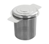 Stainless Steel Tea Strainer with Lid, 304 Stainless Steel Tea Filter Insert with Double Handle, Rustproof Tea Filter for Pot and Pot, Dishwasher Safe, Silver, 6 x 7 cm
