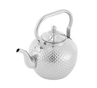 Stainless Steel Teapot 2L Capacity 201 Grade Hammered Gold Finish Stove Safe Induction Compatible Cool Touch Handle Large Infuser Non Drip Spout for British Afternoon Tea Luxury Gift UK Home (Silvery)