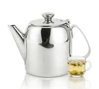 Stainless Steel Teapot,32oz Cold Water Kettle Coffee Round Pot Mirror Polishing Jug Short Spout with Handle and Lid for Hotel Restaurant(Approx. 850ml)