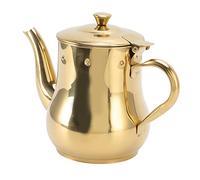 Stainless Steel teapot, Non-Toxic, Easy to Clean, Infuser, Ergonomic Handle, Simplified Water Outlet for Restaurants (Gold)