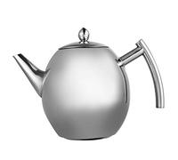 Stainless Steel Teapot with Strainer Filter Infuser Basket Large Capacity Polished Easy Pour Coffee Tea Pot 1.5L Mirror Polished Silver