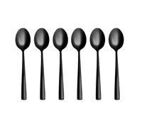 Stainless Steel Teaspoons Plated with Black Titanium, Black Tea Spoons with Mirror Polished Finish, Coffee Spoons with Modern and Elegant Design. Teaspoons Set of 6 with Comfortable Grip.