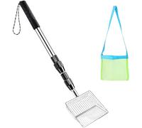 Stainless Steel Telescopic Scallop Collector Adjustable Mesh Bag | The adjustable stainless steel strainer scoop makes it easy to collect shells and beach goods without bending over.