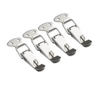 Stainless Steel Tension Clasp 8 Pcs Latch Catch Duck-Mouth Buckle Hook Wooden Box Hasps Clamp Stainless Steel Spring Catch Clasp Loaded Draw Toggle Clamp Hasps(with Lock)
