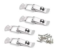 Stainless Steel Tension Clasp with Screws, 56mm Lever Clasp, Spring Toggle Latch Hasp, Catch Clamp Clip, Box Closure, Cap Lock for Toolbox Drawer Chest Case Cabinet (4, 56 mm)