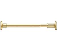Stainless Steel Tension Rod Adjustable Curtain Pole No Drill Multi-Functional for Closet Window Door Home Decor Gold Finish 90-150cm (35-59in)