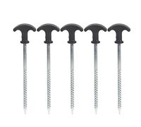 Stainless Steel Tent Pegs Screw Nail Stakes Durable Rustproof Ground Nails for Camping Hiking Outdoor Activities in Frozen Soil Ice Surface Galvanized Iron Black Silver 20.5cm 5PCS