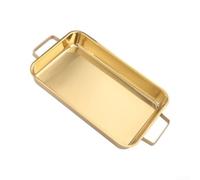 Stainless Steel Teppanyaki Grill Plate for Induction Hob - Rectangular Grilled Fish Platter 34.5cm(gold)