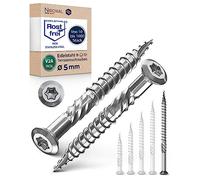 Stainless Steel Terrace Screw Torx Cutting Notch Lens Head and a Thread Made of V2A 5-mm Thick 80-mm Screw Length 800 Pieces 52-mm Partial Thread Wood Screw Terrace Screw 5x80