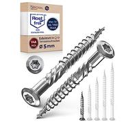 Stainless Steel Terrace Screw Torx Cutting Notch Lens Head and a Thread Made of V4A 5-mm Thick 40-mm Screw Length 800 Pieces 26-mm Partial Thread Wood Screw Terrace Screw 5x40