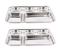 Stainless Steel Thali 5 Compartment Divided Plates Indian Dinner Tray Portion Plate Rectangular Thali Dish Reusable Mess Tray for Breakfast Curry Idli Dosa Pav Bhaji Picnic Camping Everyday (2)