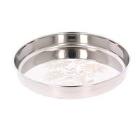 Stainless Steel Thali Plate Deep Indian Kumcha Dinner Plates Round Serving Dish Tray Reusable for Breakfast Lunch Starter Snack Platter Picnic Camping Everyday, Laser Floral (No11 (Diameter: 22cm))