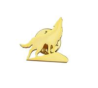 Stainless Steel The Wolf King at The Top of the Cliff Brooch Animal Howl Wolf Pin for Men Jewelry, enamel, gem na