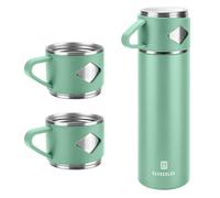 Stainless Steel Thermo 700ml/23.7oz Vacuum Insulated Bottle with Cup for Coffee Hot drink and Cold drink water flask.(Green,Set)