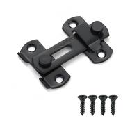 Stainless Steel Thicker Gate Lock, 180° Degree Flip Sliding Barn Door Locks and Latches, Sliding Black Cabinet Door Latch, Bathroom Outdoor Garage Garden, Small Gate Bolt, Black