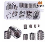 Stainless Steel Thread Repair Kit 60 Pcs Metric Wire Thread Inserts for M5 M6 M8 M10 Helicoil Type with Assortment of Sizes