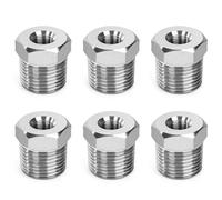 Stainless Steel Threaded Connector, 6 Pieces 1/2 Inch Male x 1/8 Inch Female Double Nipple Connector, Hydraulic Fittings for Water Hose Accessories, Connecting Pipes