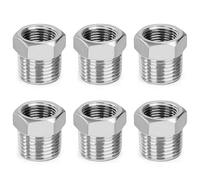 Stainless Steel Threaded Connector, 6 Pieces 1/2 Inch Male x 3/8 Inch Female Double Nipple Connector, Hydraulic Fittings for Water Hose Accessories, Connecting Pipes
