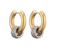 Stainless Steel Three Ring Huggie Earrings for Women Metal Geometric Round Circle Hoop Earrings Minimalist Jewelry