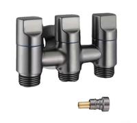 Stainless Steel Three Way Angle Valve With Rotary Metal Handle For Toilet Bidet Sprayer Kitchen And Bathroom Water Control Silver Finish G1 2 Thread Stand Alone Outlet Alloy Construction(Black Gray)
