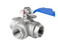 Stainless Steel Three-Way Ball Valve with Switch Buckle L/T Type one in and Two Out Inner Wire Valve Switch(DN15,T-Type_316L)
