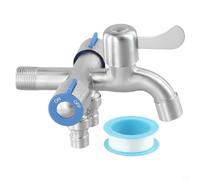 Stainless Steel Three Way Tap for Washing Machine | Dishwasher and Bidet Sprayer | SUS304 Angle Valve with 3 Independent Switches | G1/2 Inch Inlet Outlet Plumbing Fixture(B)