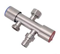 Stainless Steel Three-Way Water Diverter Valve with Dual Control Handles, 120 mm G1/2 Thread, for Washing Machine, Toilet & Faucet - Silver A(A)