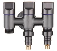 Stainless Steel Three Way Water Diverter Valve With Triple Outlet For Washing Machine Dishwasher And Toilet Spray Hose Connection In Dark Grey Finish(C)