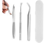 Stainless Steel Tick Remover, 3PCS Tick Removal Tool Set, Tick Hook Kit Includes Removal Tweezers, Shovel, for Animals, Humans, Dogs, Cats