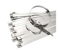 Stainless Steel Tie 20Pcs 4.6/7.9mm Stainless Steel Metal Cable Ties Exhaust Wrap Coated Locking Zip-Exhaust Multifunctional Tie(10mm(0.39inch),400mm(15.75inch))