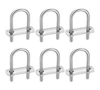 Stainless Steel Tie Down U Bolts, Metal Round U Shape Bolts with Hex Nuts, Plates, Washers for Attaching Piping Conduit Cable Tube Trailer Marine Boat Deck (Fillet corner 70x25mm)