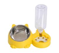 Stainless Steel Tilted Cat Feeder for Small And Medium Dogs, Elevated Dog Bowl with Non-Slip Base, 7 Degree Angle for Improved Digestion- Yellow