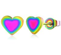 Stainless Steel Tiny Love Heart Button Stud Post Earrings for women earrings studs Dainty Simple hypoallergenic earring, Stainless Steel, No Gemstone