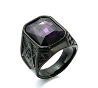 Stainless Steel Titanium Masonic Ring for Men Multi-Colored Gemstone Inlaid Band Secret Society Symbol Jewelry Gift