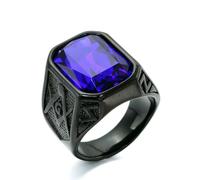 Stainless Steel Titanium Masonic Ring for Men Multi-Colored Gemstone Inlaid Band Secret Society Symbol Jewelry Gift