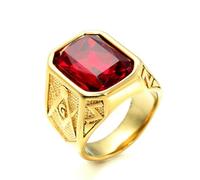 Stainless Steel Titanium Masonic Ring for Men Multi-Colored Gemstone Inlaid Band Secret Society Symbol Jewelry Gift