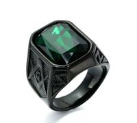 Stainless Steel Titanium Masonic Ring for Men Multi-Colored Gemstone Inlaid Band Secret Society Symbol Jewelry Gift