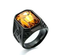 Stainless Steel Titanium Masonic Ring for Men Multi-Colored Gemstone Inlaid Band Secret Society Symbol Jewelry Gift