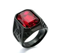 Stainless Steel Titanium Masonic Ring for Men Multi-Colored Gemstone Inlaid Band Secret Society Symbol Jewelry Gift