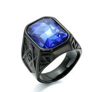Stainless Steel Titanium Masonic Ring for Men Multi-Colored Gemstone Inlaid Band Secret Society Symbol Jewelry Gift