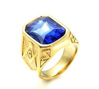 Stainless Steel Titanium Masonic Ring for Men Multi-Colored Gemstone Inlaid Band Secret Society Symbol Jewelry Gift