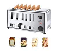 Stainless Steel Toaster 6 Slice, 1800W/2500W Toaster with Removable Crumb Tray for Various Bread Types - Commercial Grade Option